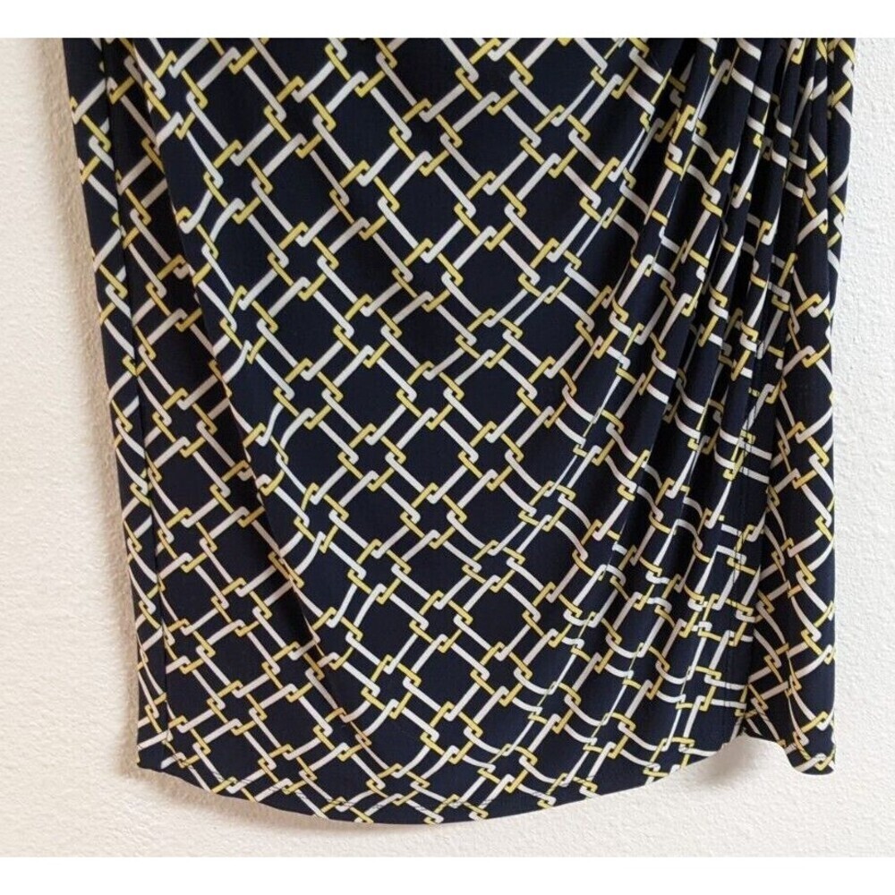 Women's LAUREN Ralph Lauren Surplice Faux Wrap Geometric Sleeveless Dress Size 4 - Picture 8 of 13